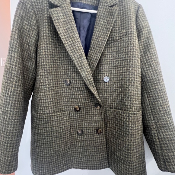 Sezane Houndstooth Blazer in Brown and Blue - Picture 5 of 7